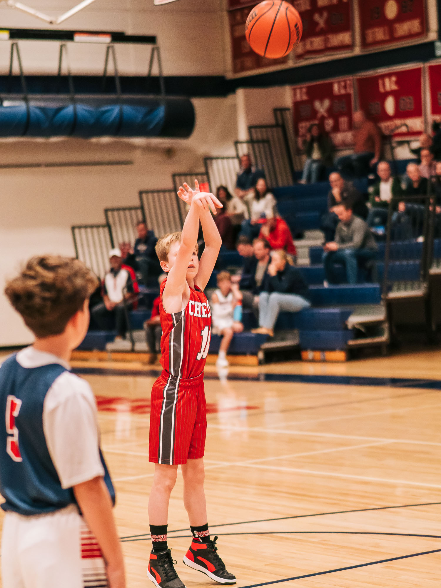 Jump shot with crowd in background