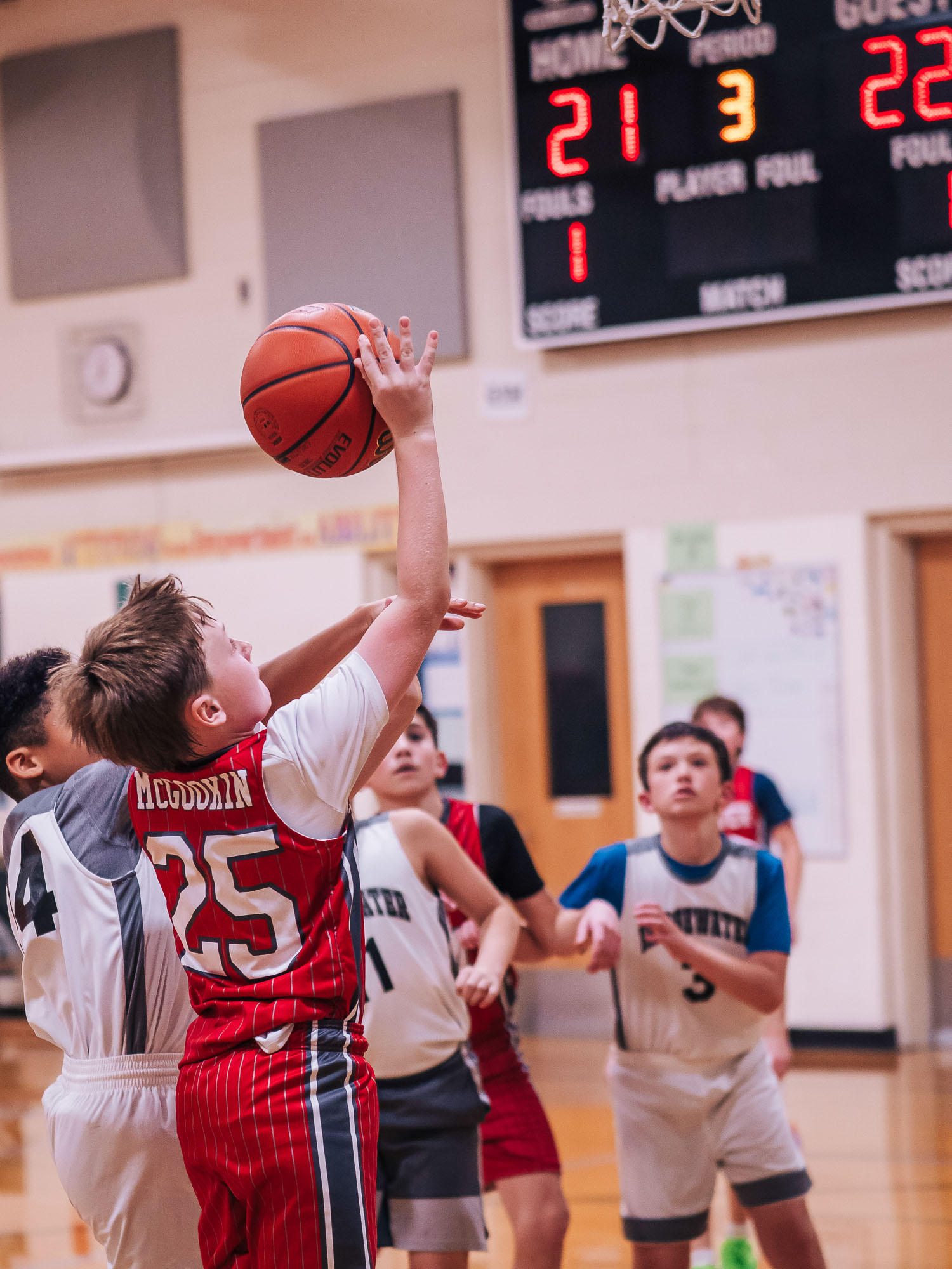 Tip-in attempt near scoreboard