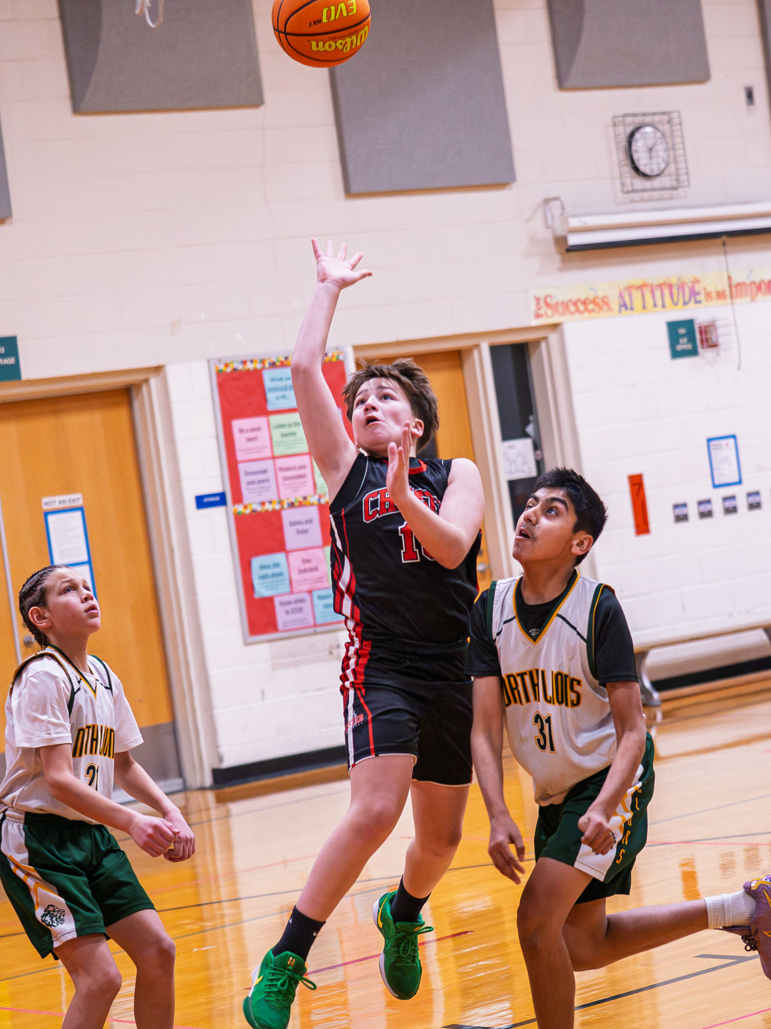 January basketball game action