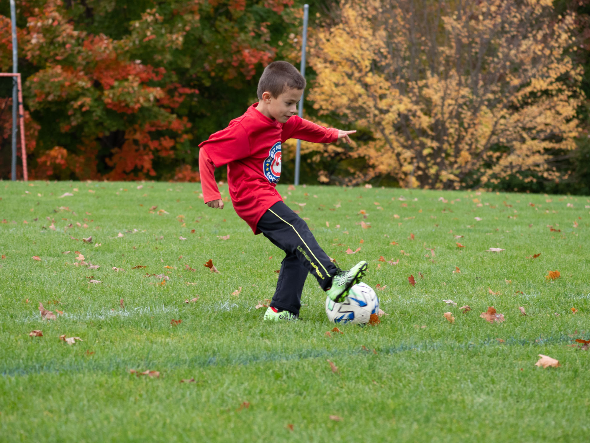 Soccer autumn game action